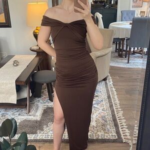 Windsor Chocolate Off-Shoulder/Strapless Long Dress